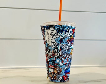 Large Dunkin® Cup Cozy | Handmade Cotton Fabric Coffee Sleeve | Reusable Iced Coffee Cozy | Coffee Lover Gift