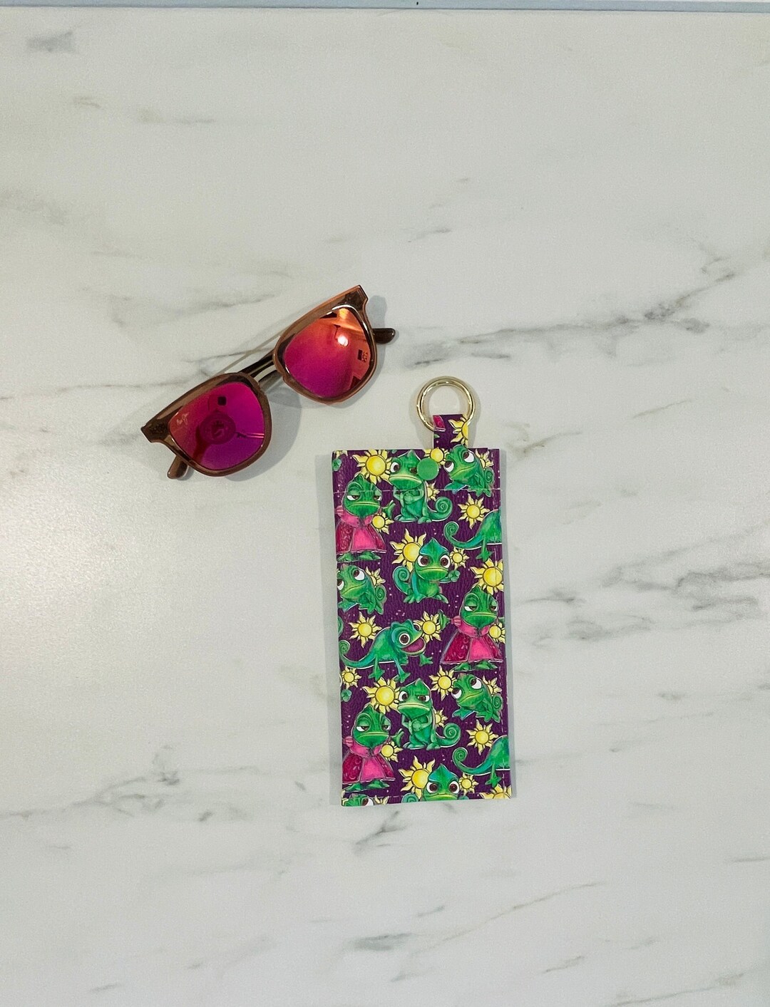 Sunglasses Case Glasses Vinyl Case Soft Interior Snap Closure Circle ...