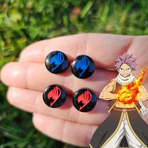 Orecchino a bottone Fairy Tail / Orecchino a bottone Natsu / Orecchino a bottone Anime / Orecchino Fairy Tail / Orecchino Fullbuster grigio