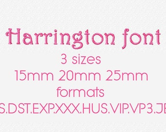 3 sizes Harrington font embroidery alphabet