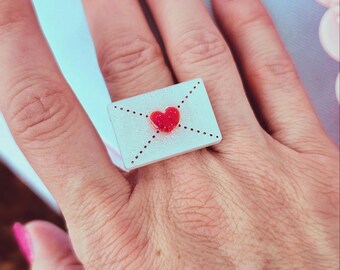 Love Letter Ring | Lovecore Ring | Valentines Ring | Sweet Lolita Ring