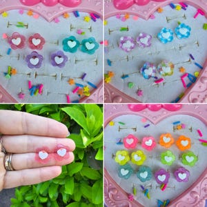 Sparkly Daisy Earrings | Glitter Daisy Stud | Daisy Earrings | Festival Earrings | Rave Earrings | Flower Stud Earrings