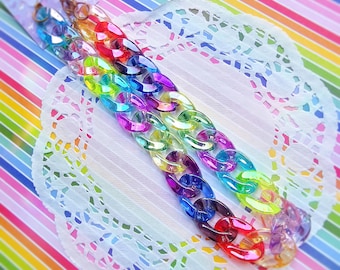 Rainbow Necklace | Rainbow Loop Chain | Kidcore Chain | Chunky Necklace