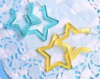 Large Star Hoops | Statement Hoop Earrings | 90s Earrings | Chunky Earrings | Fairy Kei Earrings