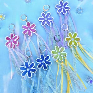 Ditzy Daisy Earrings | Spring Earrings | Glitter Earring | Daisy Earrings | Pastel Flowers | May Day Earrings | Rave Earrings