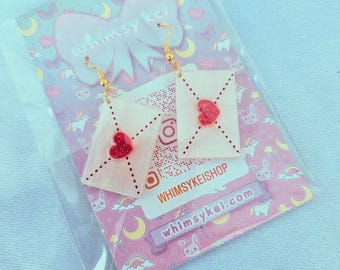 Love Letter Earrings | Valentines Earrings | Loveletter Earrings | Lovecore Earrings