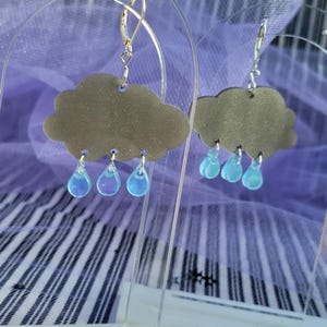 Regenwolkoorbellen | Sprankelende wolk | Zwarte wolken | Dark Sky-oorbellen | Thunderbolt-oorbellen | Stormachtige oorbellen