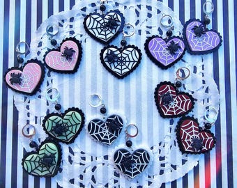Elegant Spiderweb Earrings | Halloween Earrings | Heart Earrings | Spider Earrings | Pastel Halloween