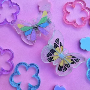 Clip de mariposa brillante / Mariposa transparente / Clip de verano / Clip de primavera / Núcleo de cabaña