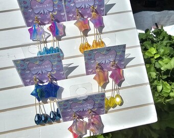 Marble Star Earrings | Mahou Kei Earrings | Fairy Kei | Star Stud Earrings | Pastel Earrings