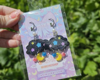 Black Sweet Dreams Earrings | Black Cloud Earrings | Pastel Star Earrings | Sweet Lolita Earrings