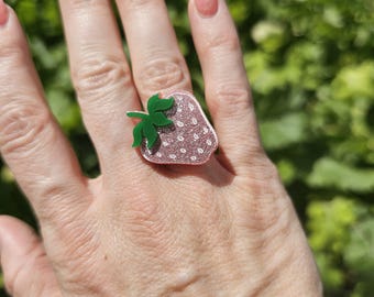 Pink Strawberry Ring | Cute Berry Ring | Sweet Lolita Ring | Berry Coord