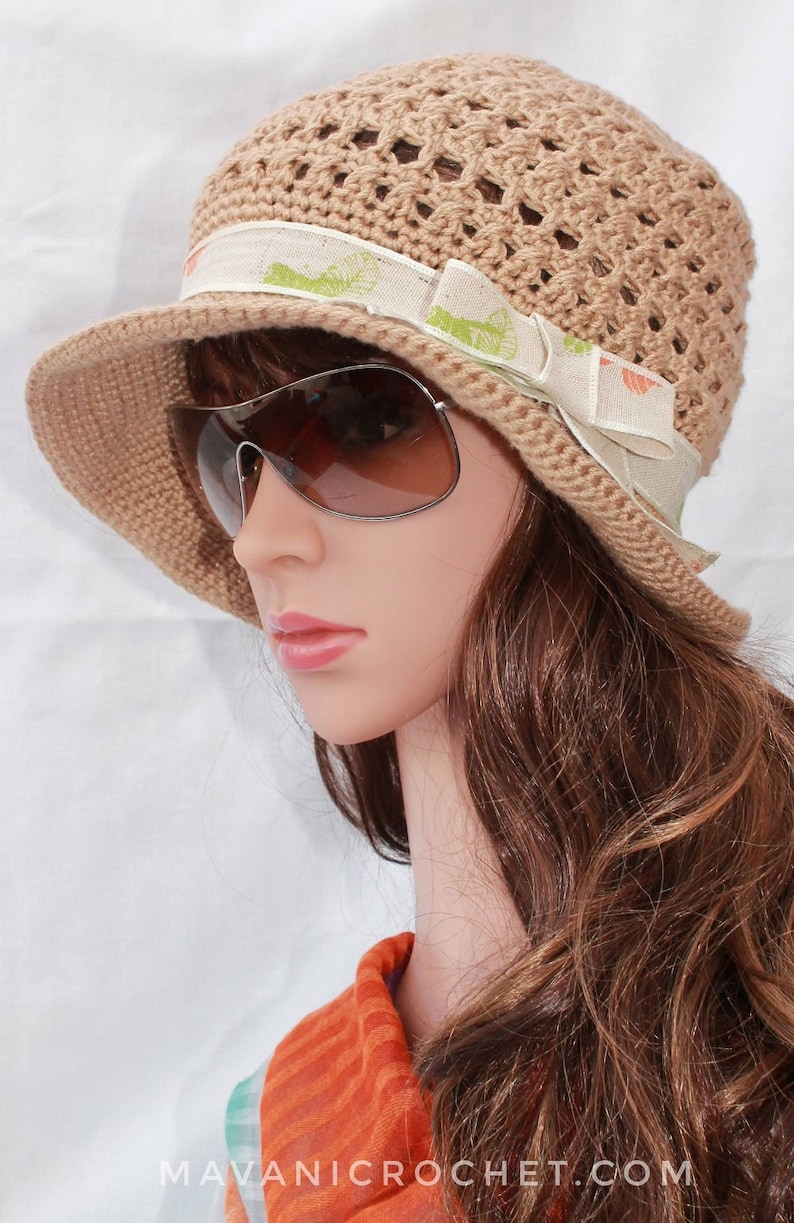 Gorro de verano tejido crochet beige y lazo gorro verano Etsy Gorro de verano tejido crochet beige y lazo gorro verano Etsy