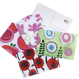 Blumen Postkarten Set, gemalte Postkarten, Mehrzweckkarten, gemalte Blumenkarten, illustrierte Postkarten, florale Postkarten