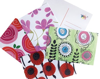 Set di cartoline floreali, cartoline dipinte, cartoline multiuso, cartoline di fiori dipinte, cartoline illustrate, set di cartoline floreali