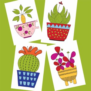 Sappige ansichtkaartenset, cactuskaarten, sappig notitiekaart, botanische ansichtkaarten, multifunctionele ansichtkaarten, geïllustreerde ansichtkaarten
