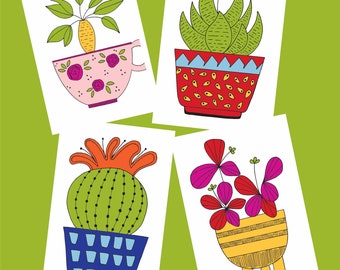 Succulent Postcard Set, cartes postales de cactus, succulentes cartes postales, cartes postales botaniques, cartes postales polyvalentes, cartes postales illustrées