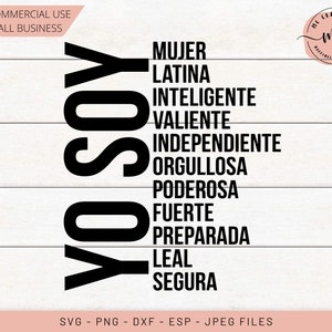 YO SOY svg, Feminista, Latina, Yo Soy, Fuerte, Poderosa, Valiente, Empowered Latina SVG, Mujer, Spaanse sVg, Latina svg, Women Empowerment