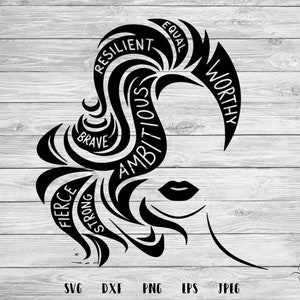 AMBITIONIERT SVG, Frauen Empowerment svg, wildes Svg, Girl Power, Starke Frauen, Boss Dame, Zukunft ist weiblich, Cricut, kurze Haare, niedlich druckbar