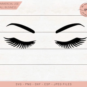 May include: A black and white illustration of two closed eyes with eyelashes and eyebrows. The image is on a white woodgrain background.