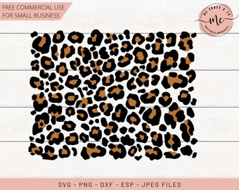 May include: A digital design featuring a leopard print pattern in black, brown, and white. The pattern is made up of a series of spots and swirls.