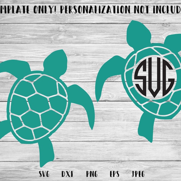 Sea Turtle Svg, Sea Turtle Monogram, SVG Files, Svg, eps, Silhouette Files, Cricut Files, svg dxf png Cut File for Cricut, cutting machines