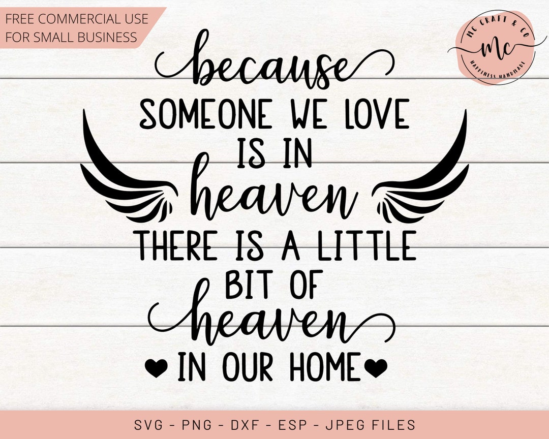 In Loving Memory Svg, Because Someone We Love is in Heaven, Heaven in