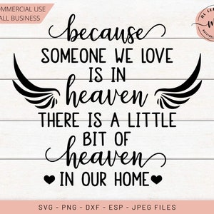 In Loving Memory svg, Parce que quelqu’un que nous aimons est au paradis, le ciel dans notre maison, Memorial Cut File, Cricut, Cut Files, svg, dxf, eps, jpeg