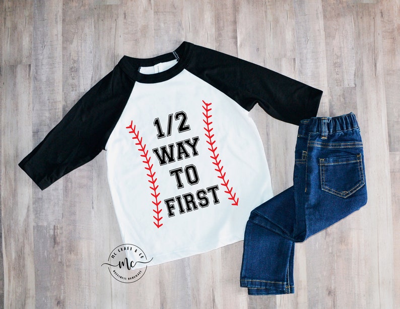 Download Baseball svg 6 month milestone onesie halfway to first | Etsy