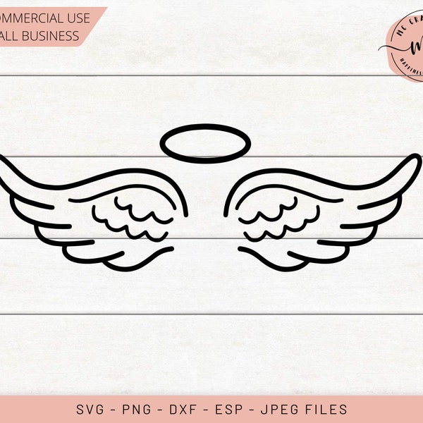 Angel Wings SVG, Angel SVG, Halo, Wings, heaven in our home, Memorial Cut File, Cricut, Silhouette, Cut Files, svg, dxf, png, eps, jpeg
