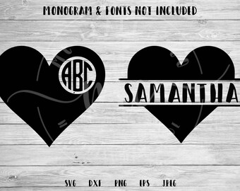 Monogram SVG, Initial svg, Heart Monogram, Heart Frame SVG, Valentine SVG, Commercial Use, Cricut, Silhouette, Cut File, dxf, png, eps, jpeg
