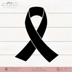 May include: A solid black awareness ribbon graphic centered in the frame. The design features the text MC CRAFT & CO CREATIVE STUDIO at the top left, and at the bottom, it includes icons for commercial use, download, and file formats.