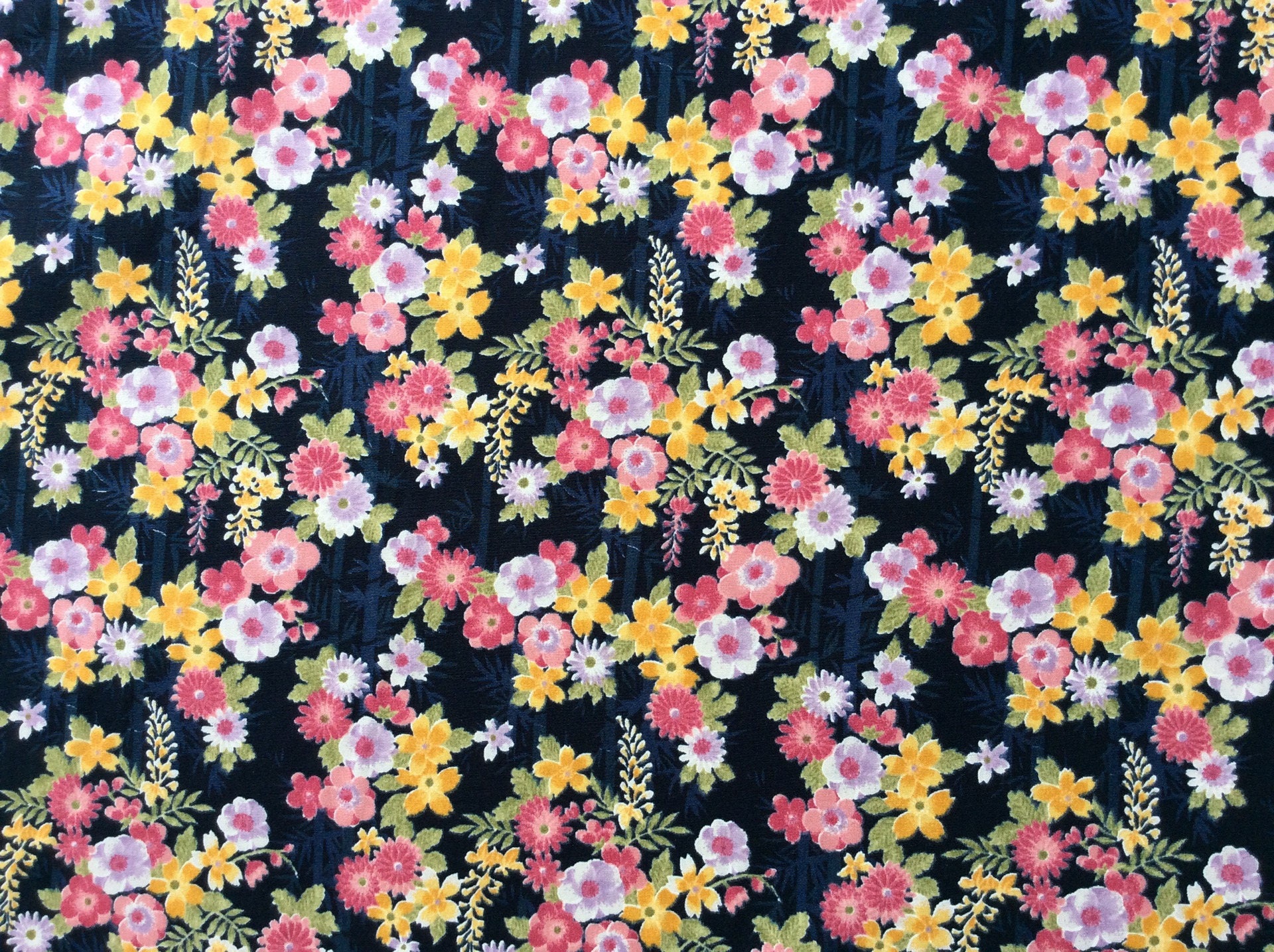 High quality cotton poplin printed in Japan, navy
