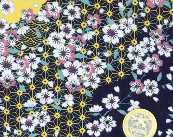 Oekotex certified cotton poplin, Japanese sashiko print on navy