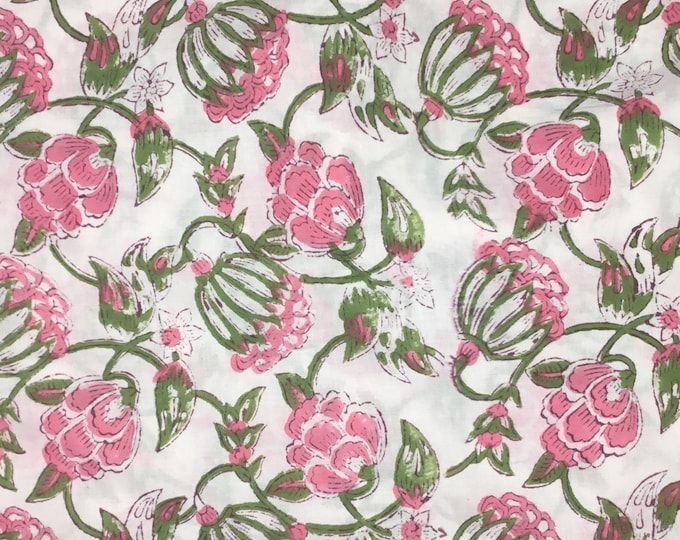 Indian block printed cotton muslin, hand made. Peony Jaipur blockprint