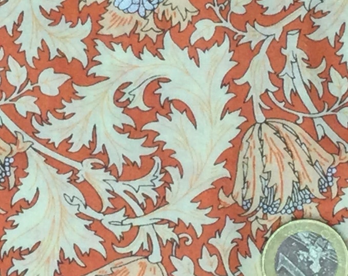 English Pima lawn cotton fabric, Orange thistle