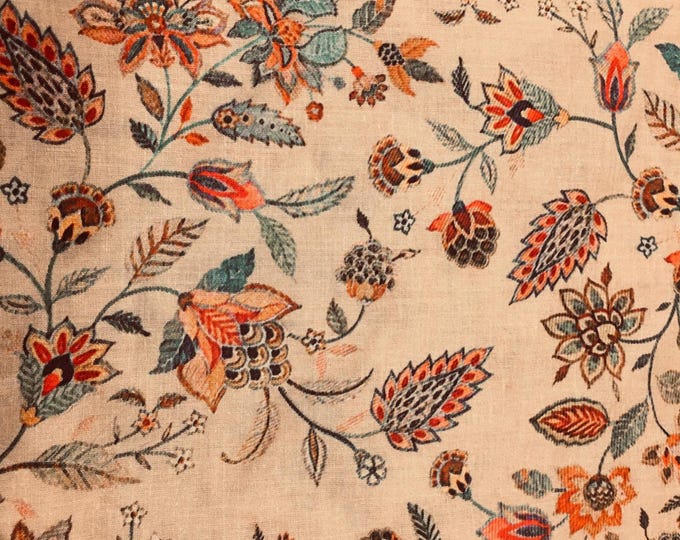 English Pima lawn cotton fabric, beige floral print