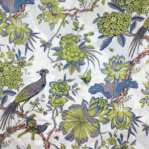 Indian block printed cotton voile, hand made. Tropical green Jaipur