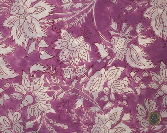 Tela de velo de algodón impresa a mano en la India. Jaipur rosa
