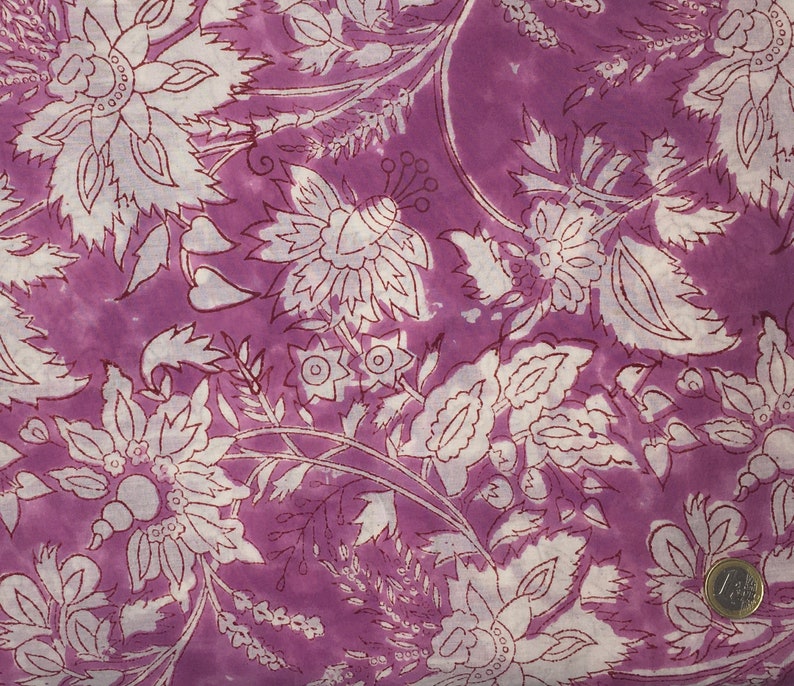 Indian block printed cotton voile, hand made. Pink Jaipur zdjęcie 1