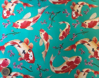 High quality cotton poplin printed in Japan, fishes