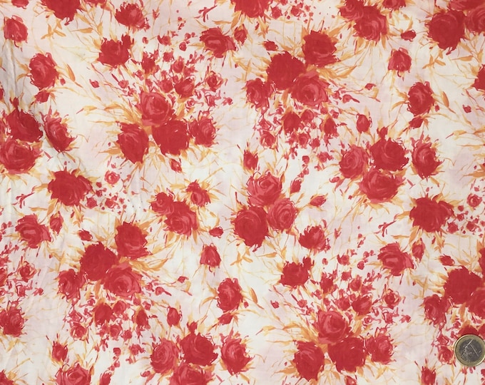 English Pima lawn cotton fabric, orange roses