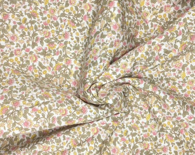 High quality cotton poplin dyed in Japan with floral on soft yellow