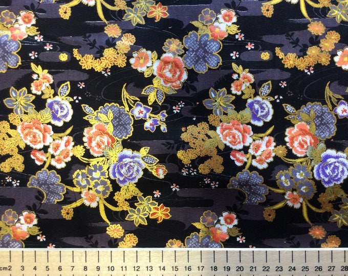 High quality cotton poplin, Japanese print on black