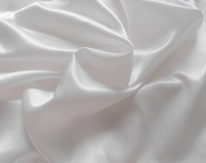 Synthetic satin sold by the meter, white color