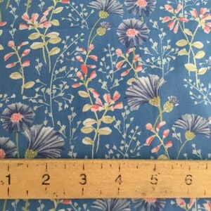 English Pima lawn cotton fabric, floral on sky blue image 4