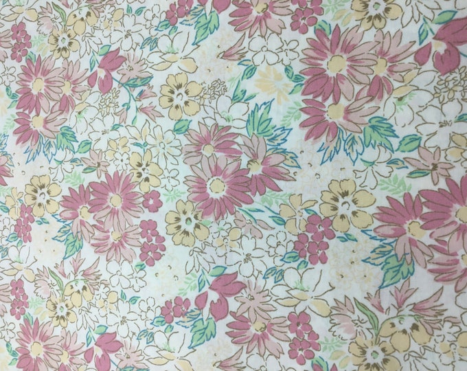 High quality cotton poplin, floral print on off white