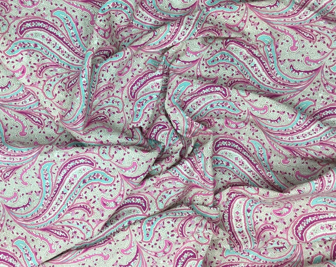 English Pima lawn cotton fabric, pastel paisley
