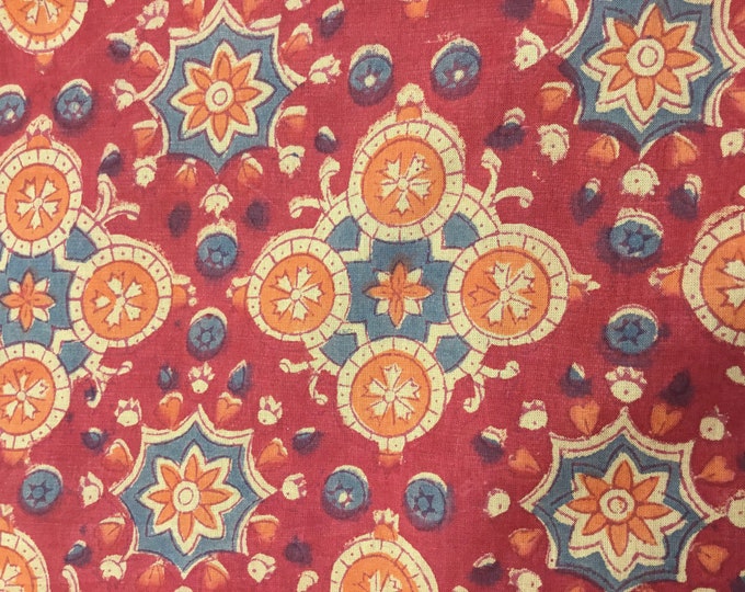 Indian block printed cotton muslin, hand made. Kaléidoscope Jaipur print