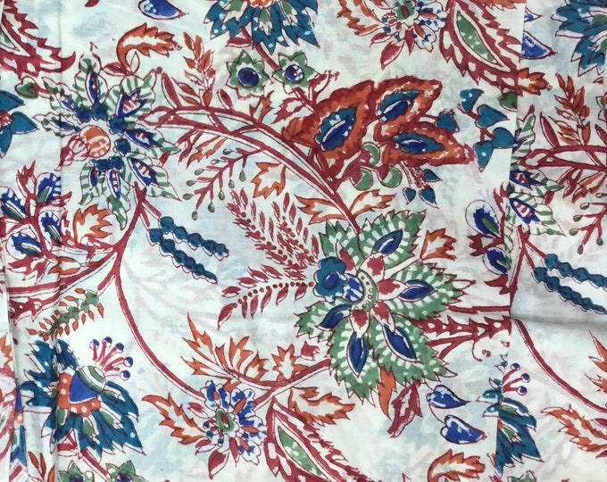 Indian block printed cotton voile, hand made. Ocer Jaipur